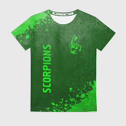Футболка женская Scorpions - green gradient вертикально, цвет: 3D-принт