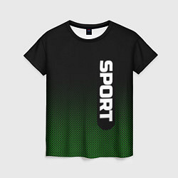 Женская футболка Sport чёрно-зелёный текстурный