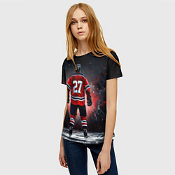 Футболка женская Хоккеист на черном, цвет: 3D-принт — фото 2