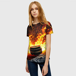 Футболка женская Шайба в огне, цвет: 3D-принт — фото 2