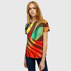 Футболка женская Жаркая полосатая абстракция, цвет: 3D-принт — фото 2