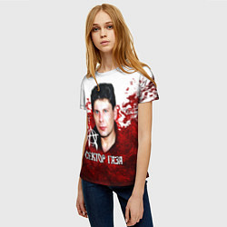 Футболка женская Юрий Хой бело-красный фон, цвет: 3D-принт — фото 2