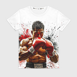 Футболка женская Тайский боксер на белом, цвет: 3D-принт