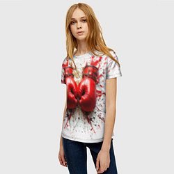 Футболка женская Красные бойцовские перчатки на белом, цвет: 3D-принт — фото 2