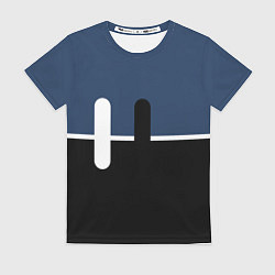 Футболка женская Простая абстракция сине-чёрный с белым, цвет: 3D-принт