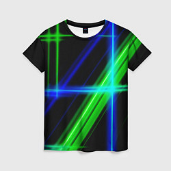 Футболка женская Color blue black green, цвет: 3D-принт