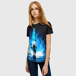 Футболка женская Виндсерфер в синем пламени, цвет: 3D-принт — фото 2