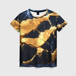 Женская футболка Золотая текстура на синем