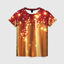 Футболка женская Красно-золотая волнистая текстура, цвет: 3D-принт