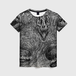 Женская футболка Черепа динозавров - эскиз