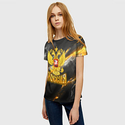 Футболка женская Россия черно-желтый фон, цвет: 3D-принт — фото 2