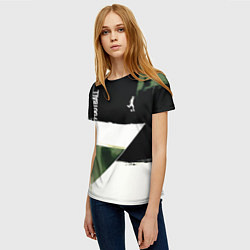 Футболка женская Футбол на фоне брызг красок, цвет: 3D-принт — фото 2