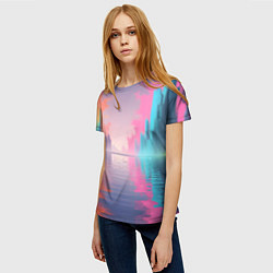Футболка женская Город в розовом тумане, цвет: 3D-принт — фото 2