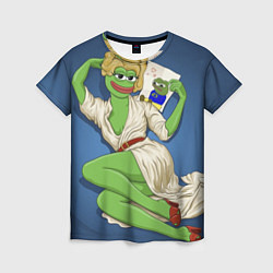 Футболка женская Девушка лягушка Пепе, цвет: 3D-принт