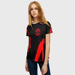 Футболка женская Manchester United - red gradient вертикально, цвет: 3D-принт — фото 2
