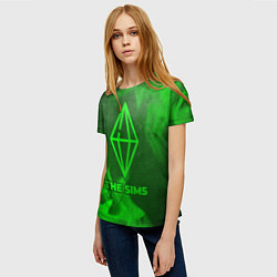 Футболка женская The Sims - green gradient, цвет: 3D-принт — фото 2