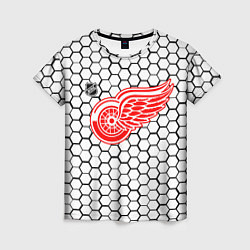 Женская футболка Детройт Ред Уингз - белые соты