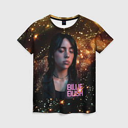 Футболка женская Билли Айлиш с блестками на фоне, цвет: 3D-принт