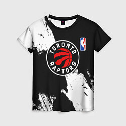 Футболка женская Торонто Рэпторс - черно белые брызги, цвет: 3D-принт