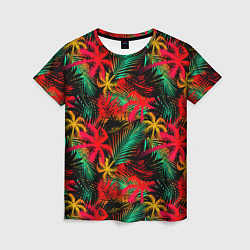 Футболка женская Palm yellow red, цвет: 3D-принт