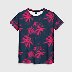 Футболка женская Palm pink black, цвет: 3D-принт