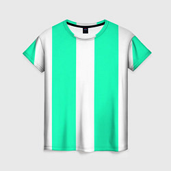 Женская футболка Color turquoise white line
