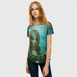Футболка женская Леди Гага под водой в аквариуме, цвет: 3D-принт — фото 2