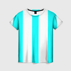 Женская футболка Color light blue white lines