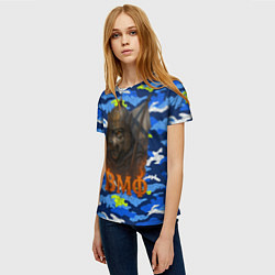 Футболка женская ВМФ злой медведь в шлеме, цвет: 3D-принт — фото 2