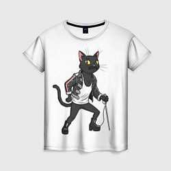 Футболка женская Кот - Фредди Меркьюри, цвет: 3D-принт