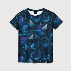Футболка женская Футуристическая сине-фиолетовая абстракция с хакер, цвет: 3D-принт