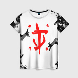 Женская футболка Doom лого камуфляж текстура