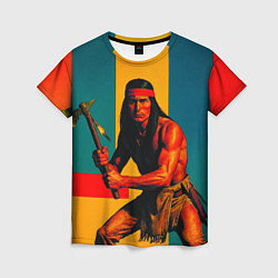Футболка женская Индеец поп-арт, цвет: 3D-принт
