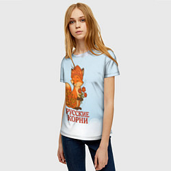 Футболка женская Русская душа - лисица, цвет: 3D-принт — фото 2