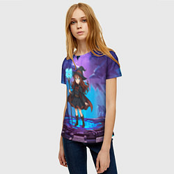 Футболка женская Аниме девочка маг с волшебных посохом, цвет: 3D-принт — фото 2