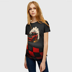 Футболка женская Дрифт авто с облаком дыма, цвет: 3D-принт — фото 2