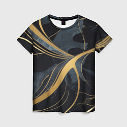 Женская футболка Мраморный узор с золотыми полосками