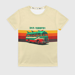 Футболка женская Ретро автобус ЗИЛ поп-арт, цвет: 3D-принт