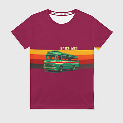 Футболка женская Ретро автобус КАВЗ-685 поп-арт, цвет: 3D-принт