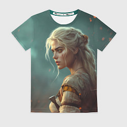 Футболка женская Цири на фоне искр, цвет: 3D-принт
