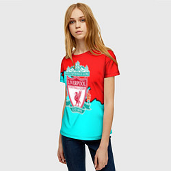 Футболка женская Liverpool краски текстура штрихи, цвет: 3D-принт — фото 2