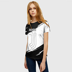 Футболка женская Ювентус черно белые полосы, цвет: 3D-принт — фото 2