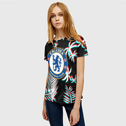 Футболка женская Chelsea тропики глитч текстура, цвет: 3D-принт — фото 2