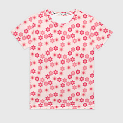 Футболка женская Розовые цветочные пуговицы, цвет: 3D-принт