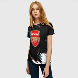 Футболка женская Арсенал краски глитч текстура, цвет: 3D-принт — фото 2