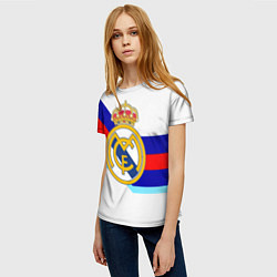 Футболка женская Real Madrid текстура полосы, цвет: 3D-принт — фото 2