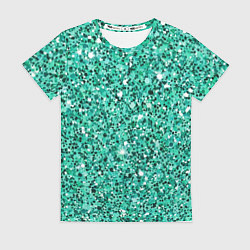 Женская футболка Нефритовый зелёный текстура крошки крапинки