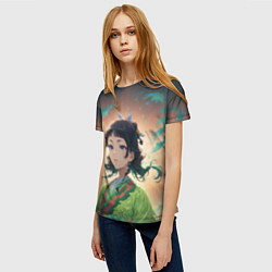 Футболка женская Маомао на фоне облаков, цвет: 3D-принт — фото 2