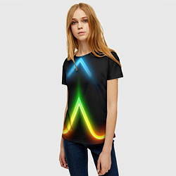Футболка женская Neon multicolored lines, цвет: 3D-принт — фото 2