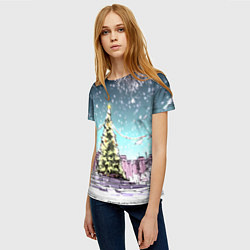 Футболка женская Москва - новогодний салют, цвет: 3D-принт — фото 2